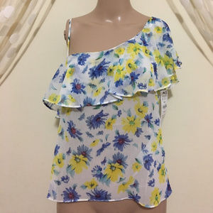 NWT ZARA TRAFALUC Floral One Shoulder top size S